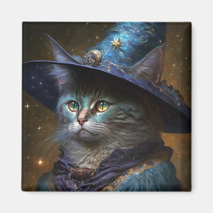 Cat Witch Fantasy Art Magnet