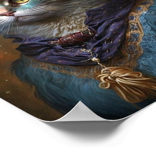 Cat Witch Fantasy Art Poster (Ecke)