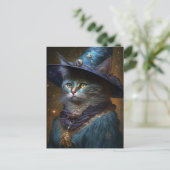 Cat Witch Fantasy Art Postkarte (Stehend Vorderseite)