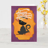 Cat Witch Happy Halloween Karte (Gelbe Blume)