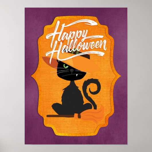 Cat Witch Happy Halloween Poster (Vorne)