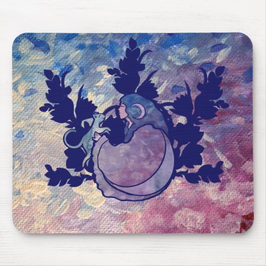 Cat Witch Moon Goddess Wiccan Cat Person Mousepad (Vorne)