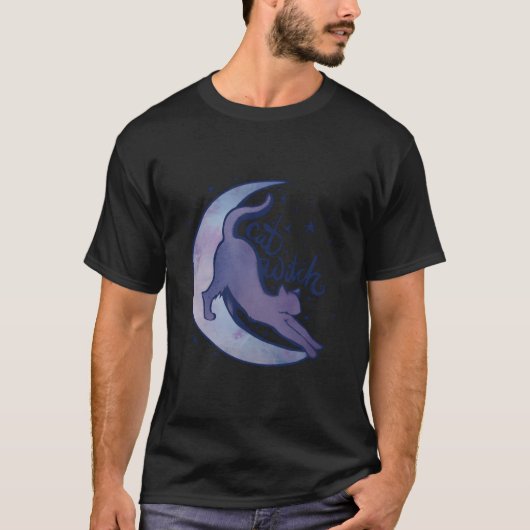 Cat Witch Moon Kitty Cats Purple Moonchild T-Shirt (Vorderseite)
