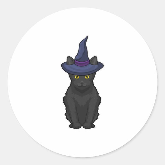Cat Witch Runder Aufkleber (Vorderseite)