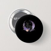 Cat Witchy Moon Flowers Pastel Goth Goblincore Button (Vorne & Hinten)