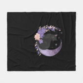 Cat Witchy Moon Flowers Pastel Goth Goblincore Fleecedecke (Vorderseite (Horizontal))