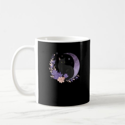 Cat Witchy Moon Flowers Pastel Goth Goblincore Kaffeetasse (Links)