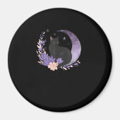 Cat Witchy Moon Flowers Pastel Goth Goblincore Magnet (Vorne)