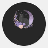 Cat Witchy Moon Flowers Pastel Goth Goblincore Runder Aufkleber (Vorderseite)