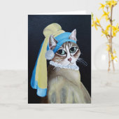 Cat With A Pearl Earring Greeting Karte (Gelbe Blume)