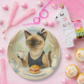 Cat with Afternoon Tea Party London England Pappteller (Party)