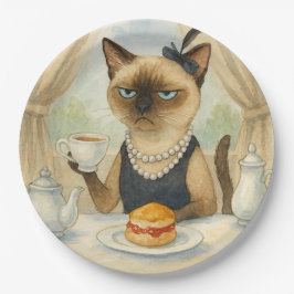 Cat with Afternoon Tea Party London England Pappteller