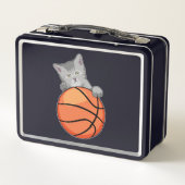 Cat with Basketball Metall Brotdose (Rückseite)