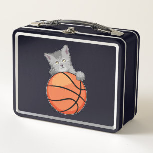 Cat with Basketball Metall Brotdose
