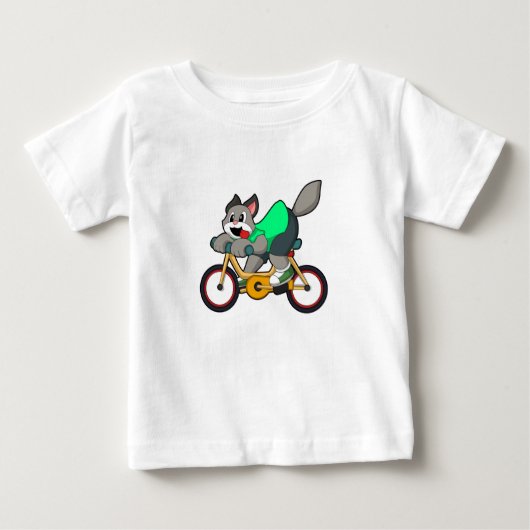 Cat with Bicycle Baby T-shirt (Vorderseite)