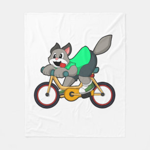Cat with Bicycle Fleecedecke