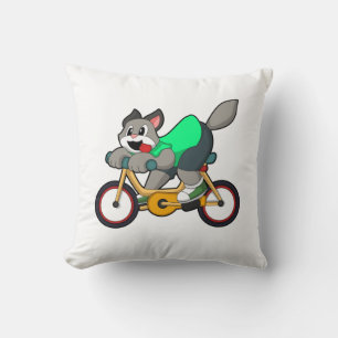 Cat with Bicycle Kissen