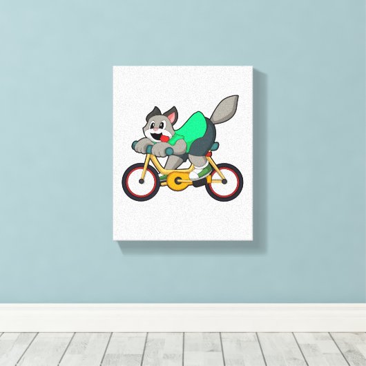 Cat with Bicycle Leinwanddruck (Insitu (Holzboden))