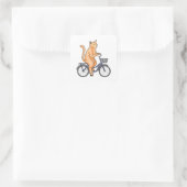 Cat with Bicycle Quadratischer Aufkleber (Tasche)