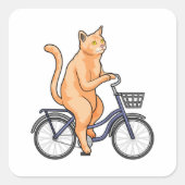 Cat with Bicycle Quadratischer Aufkleber (Vorderseite)