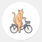 Cat with Bicycle Runder Aufkleber (Vorderseite)