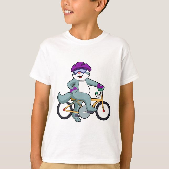 Cat with Bicycle T-Shirt (Vorderseite)