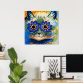 "Cat With Blue Petals" von Louis Wain Poster (Heimbüro)