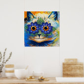 "Cat With Blue Petals" von Louis Wain Poster (Küche)