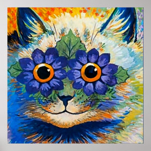 "Cat With Blue Petals" von Louis Wain Poster