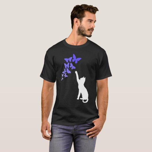 Cat with Butterflies Beautiful Butterfly T-Shirt (Vorne ganz)