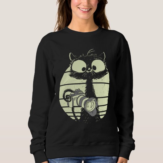 Cat With Camera Photographer Cat Cute Photographer Sweatshirt (Vorderseite)