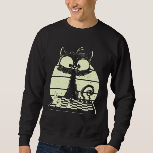 Cat With Chessboard Cat Playing Chess Chess Player Sweatshirt (Vorderseite)