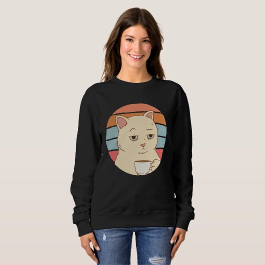 Cat with Coffee Sweatshirt (Vorne ganz)