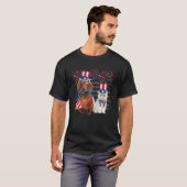 Cat With Dachshund Sunglasses American Flag 4th Of T-Shirt (Vorne ganz)