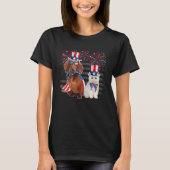 Cat With Dachshund Sunglasses American Flag 4th Of T-Shirt (Vorderseite)
