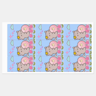 cat with flowers etiketten