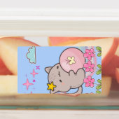 cat with flowers etiketten (Befestigt)