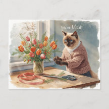 Cat with Flowers  Winter Christmas Collection