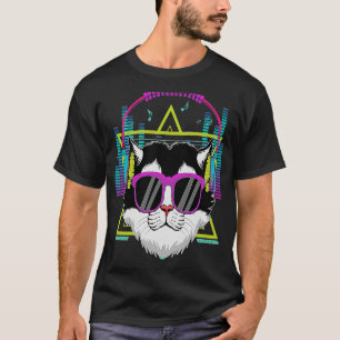 Cat with Headphones im with DJ 80er Costume EDM T-Shirt