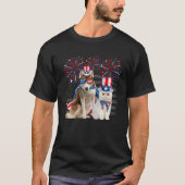 Cat With Husky Sunglasses American Flag 4th Of Jul T-Shirt (Vorderseite)