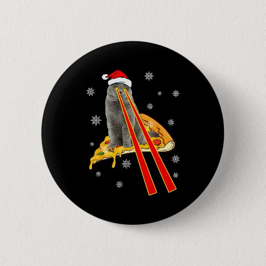 Cat With Laser Eyes Funny Zza Cat Christmas Button (Vorderseite)