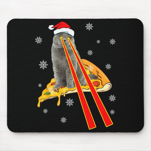 Cat With Laser Eyes Funny Zza Cat Christmas  Mousepad (Vorne)