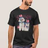 Cat With Maltese Sunglasses American Flag 4th Of J T-Shirt (Vorderseite)