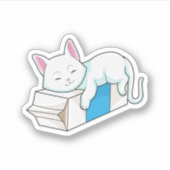 Cat with Milk Aufkleber (Vorderseite)