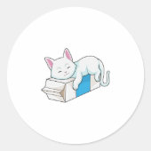 Cat with Milk Runder Aufkleber (Vorderseite)