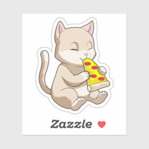 Cat with Pizza Aufkleber