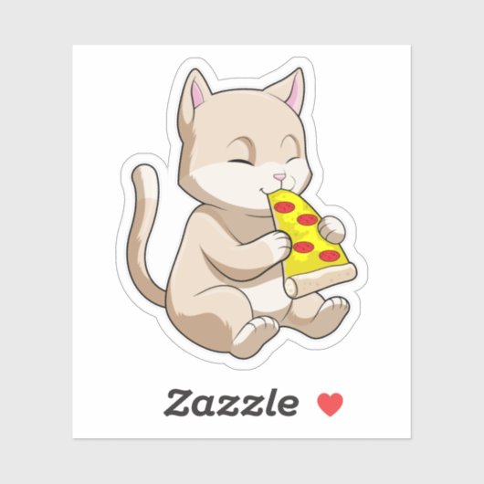 Cat with Pizza Aufkleber (Blatt)