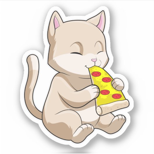 Cat with Pizza Aufkleber (Vorderseite)