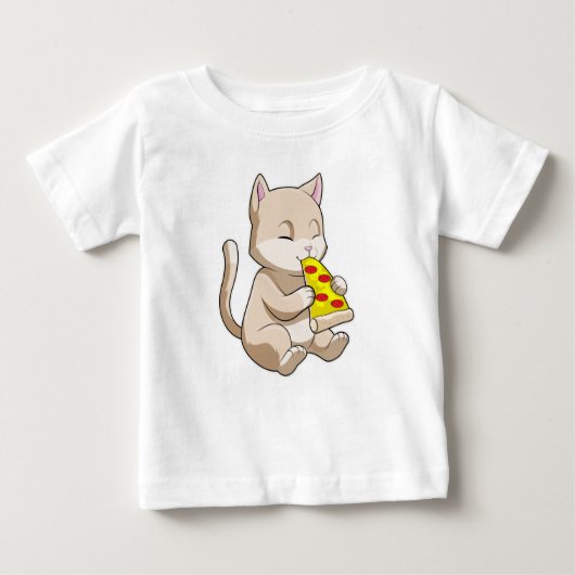 Cat with Pizza Baby T-shirt (Vorderseite)