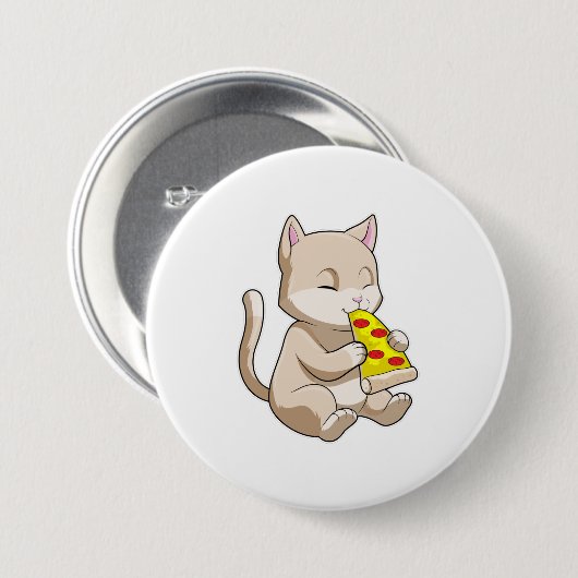 Cat with Pizza Button (Vorne & Hinten)